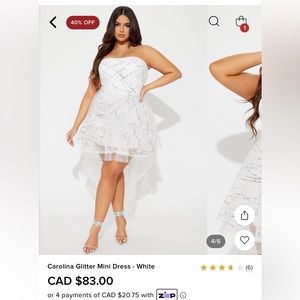 Fashion Nova - White and Silver Dress- 2X